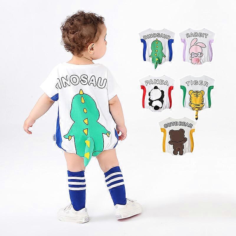 0-3 Years Unisex Toddlers and Babies' Short-Sleeve Bodysuits With Cute Animal Print,Come with A Pair Socks
