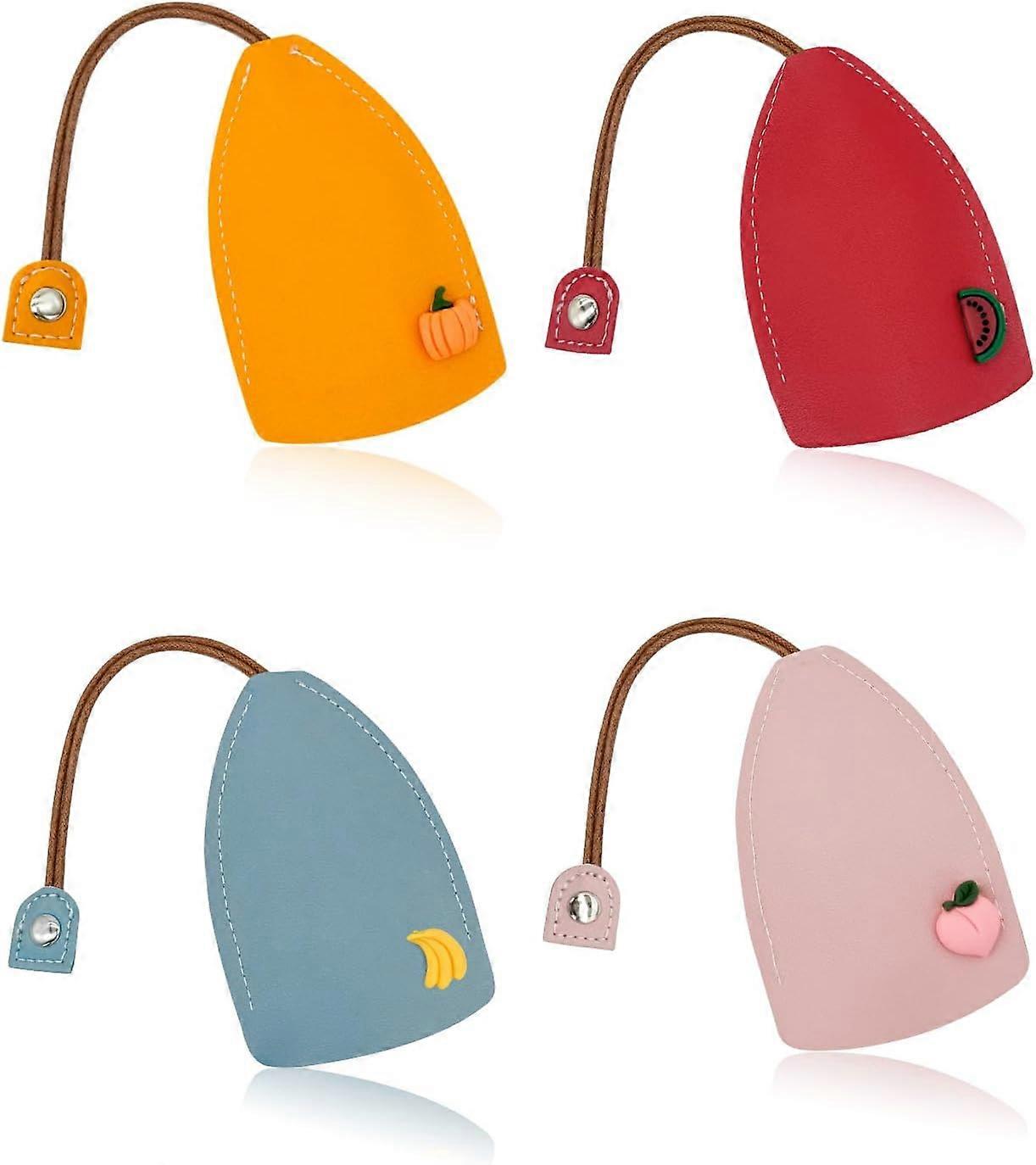 Cute Key Fob Case 4PCS PU Leather Car Key Case Portable Key Pouch for Car Keys Personalized Key Case Pull Out Key Bag for Men and Women keychain