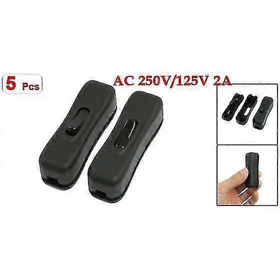 5 Pcs Ac 250v/125v 2a Black Plastic On/off Button In Line Cord Switches