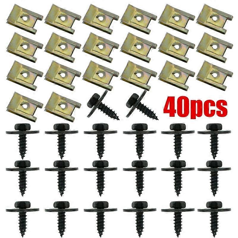 40 pz Telaio Paramotore Dado In Metallo/Rondelle A Vite Clip A Forma Di U Per BMW E46 E92 E90 F10 Parafango Auto Paraurti Viti A Testa A Croce