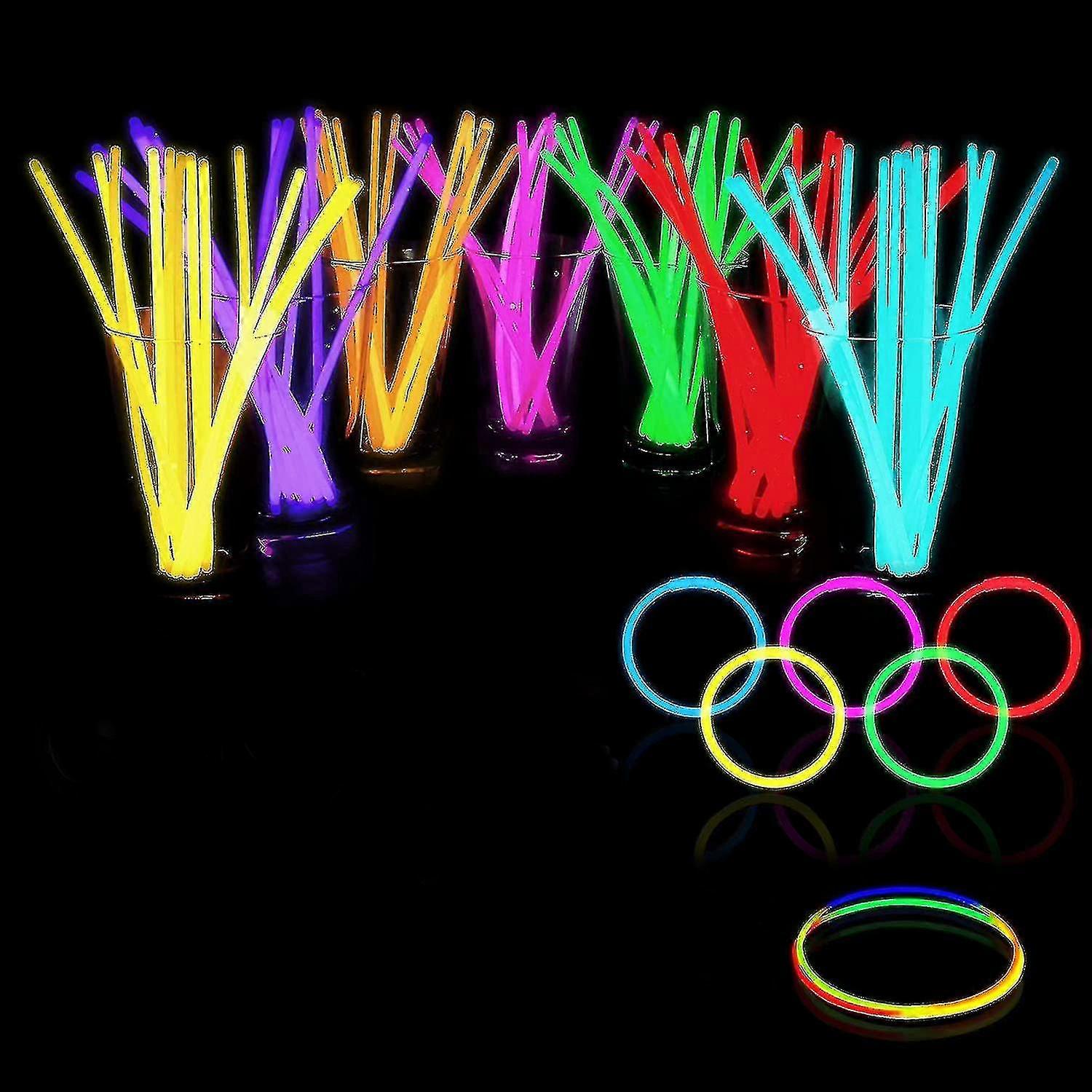 100 Glow Sticks Bulk Party Supplies - Glow In The Dark Fun Party Pack With 8&amp;quot; Glowsticks A