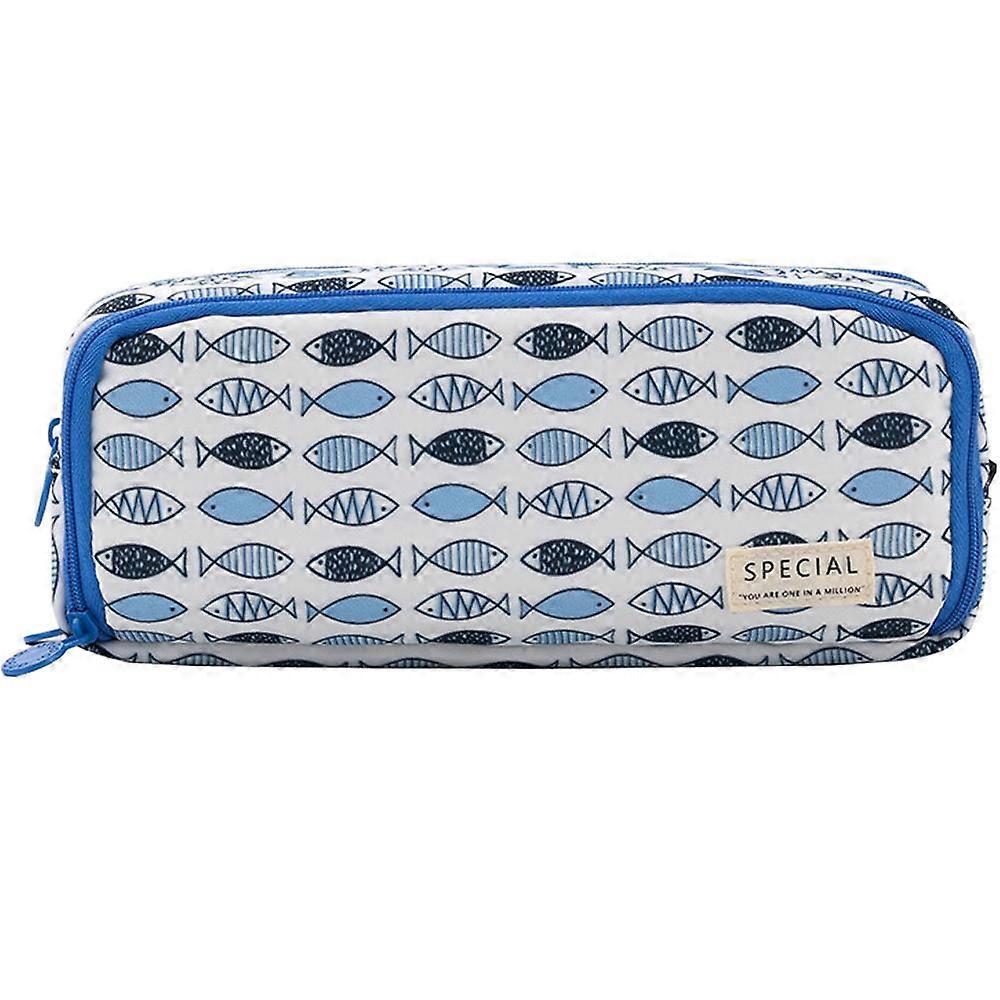Dual Compartments Collection  Zipper Chambers with Mesh Pockets and Handle Strap Pencil Case