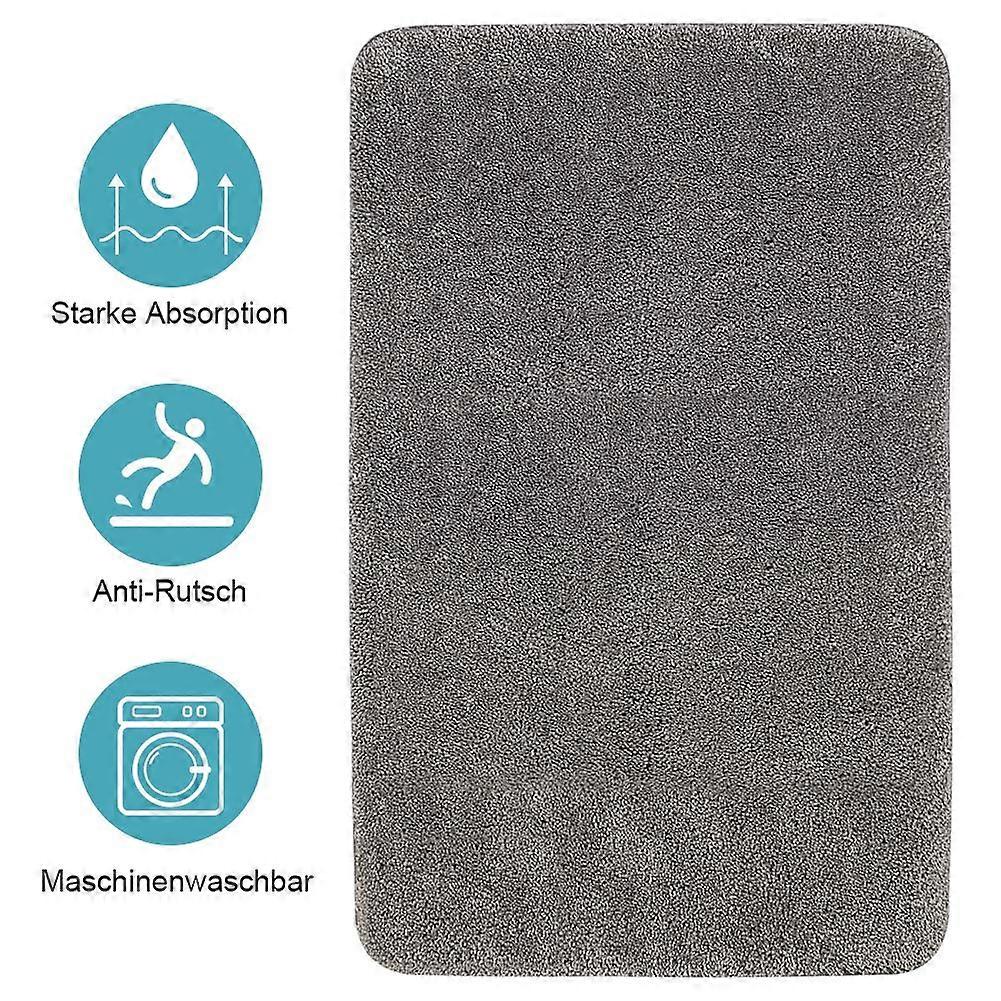 Doormat Bath mat, bathroom mat 50X80cm bath mat gray non-slip bath mats, soft and fluffy textile, washable TPR material on the underside, bath mat for