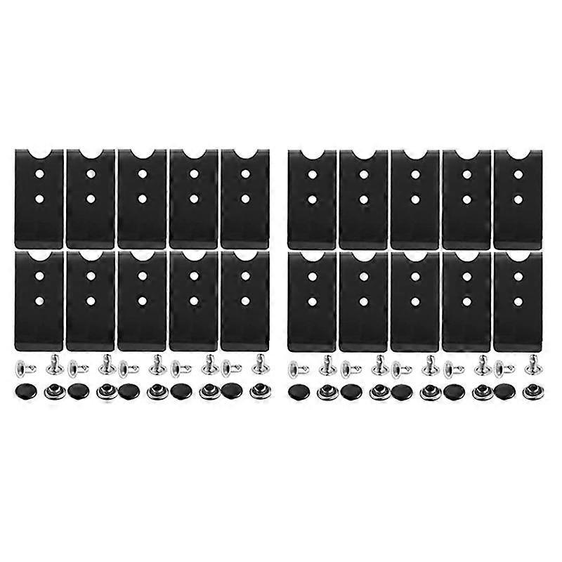 20 st metallbältesklämma spänne fjäderkrokbältesklämma med 20 par nitar för bältesväska läder DIY (svart)
