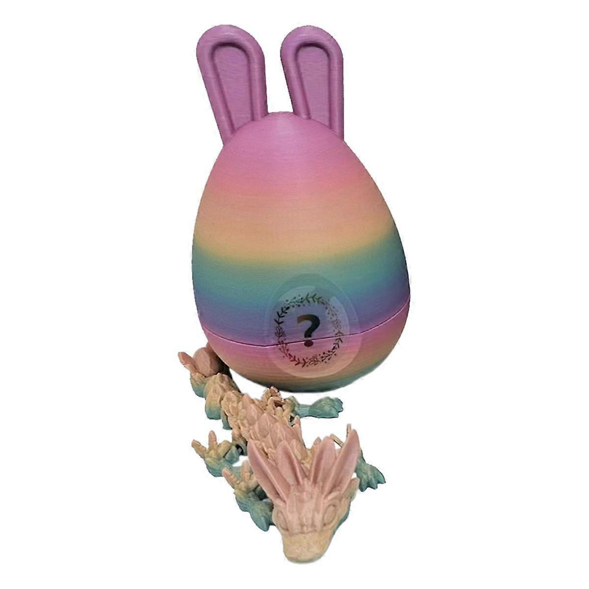 A Easter Bunny Ear Eggs with Dragon, 3D Printed Dragon Egg,Crystal Dragon ,Full Articulated Dragon in Egg