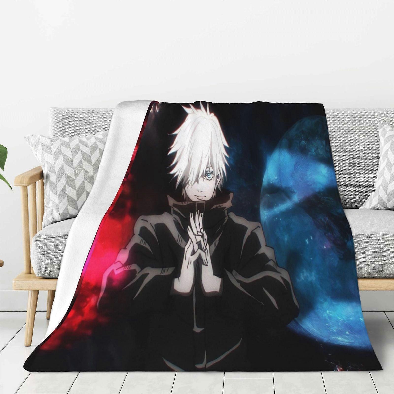 Jujutsu Kaisen Flannel Blanket 3d Printing Anime Throw Blanket Unisex Super Soft Plush Blanket For Bedding Sofa 40"-KDE33567