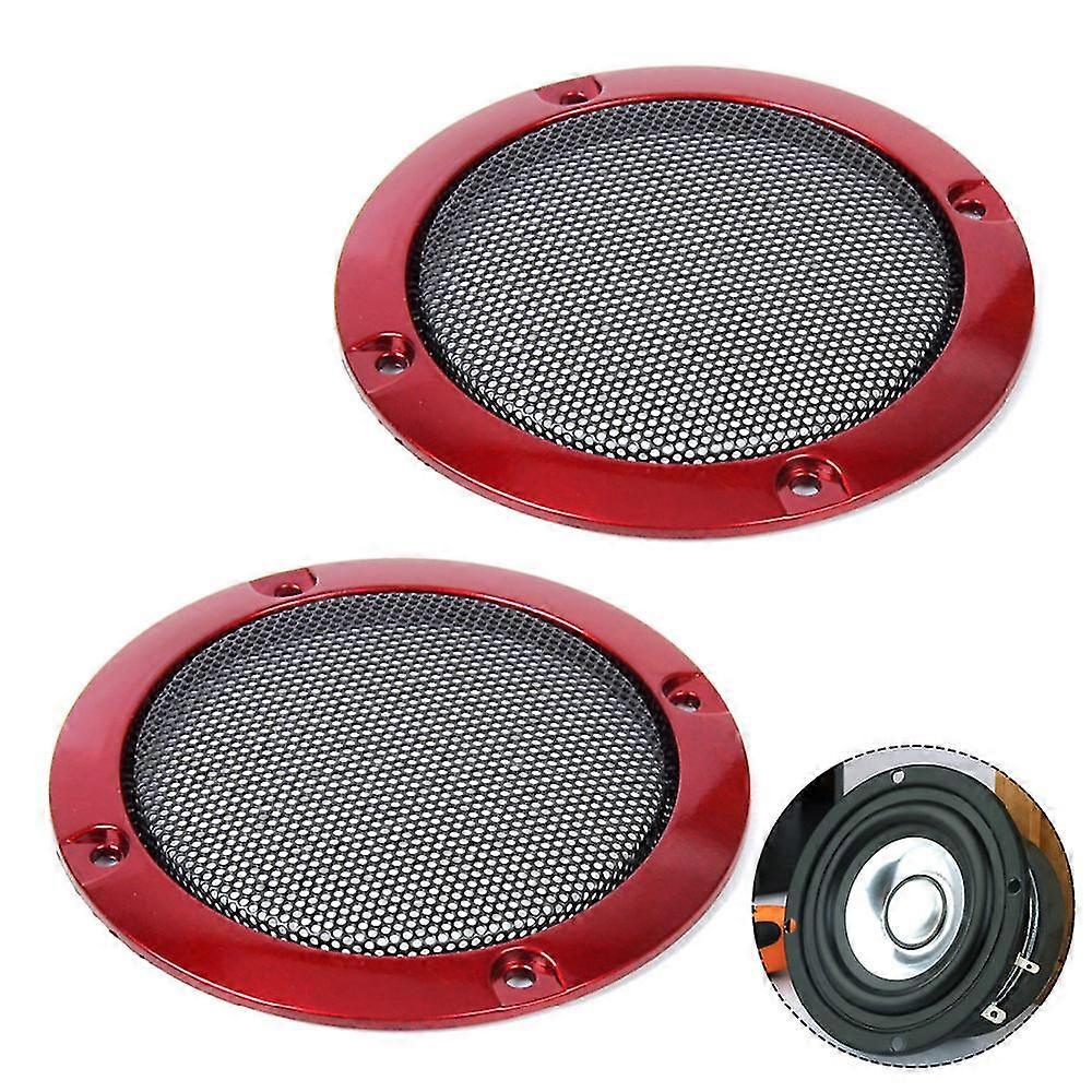 Citall 2pcs Red 3" Ser Rative Circle With Protective Grille Mesh Diy