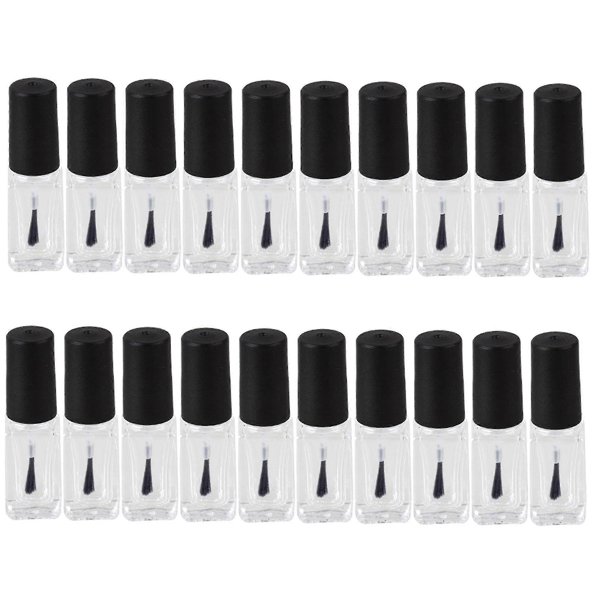 20pcs 4ml Empty Glass Nail Polish Bottles Blushers With Black Dull Polish Cap