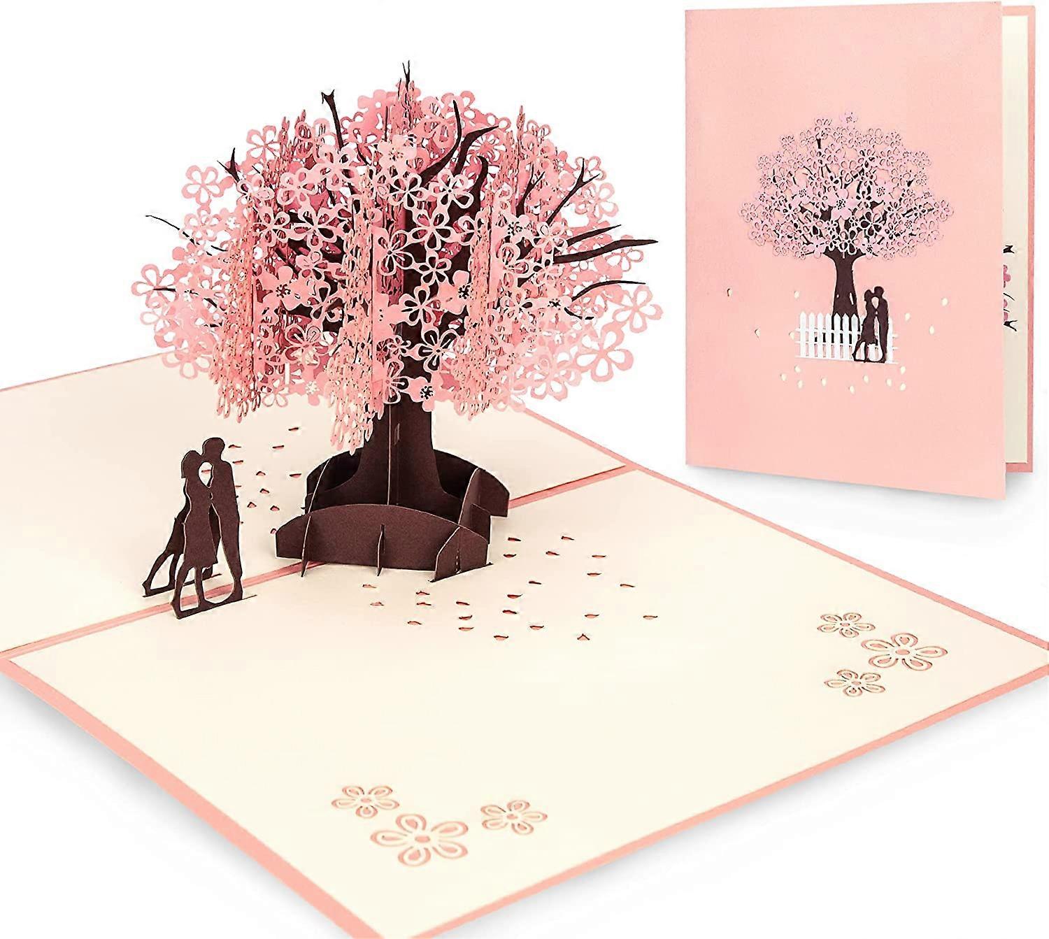 Second Nature 3D Pop Up Wedding Anniversary Card – Pink Floral Design For Wedding Day Gift