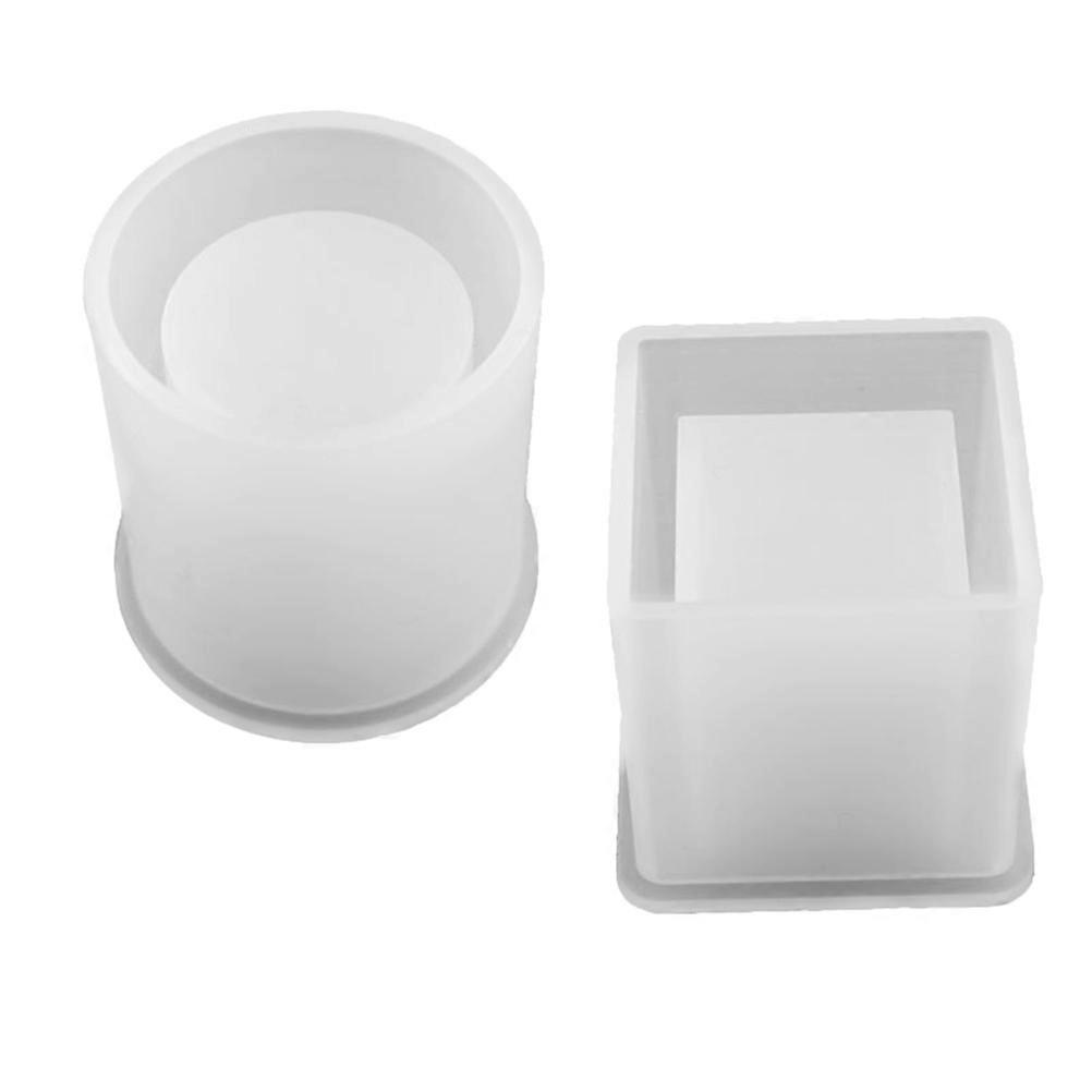 2stk DIY firkantet harpiksformterning og cylindersilikoneforme DIY blomsterpotteforme Planter grydeform Pen holder forme forme