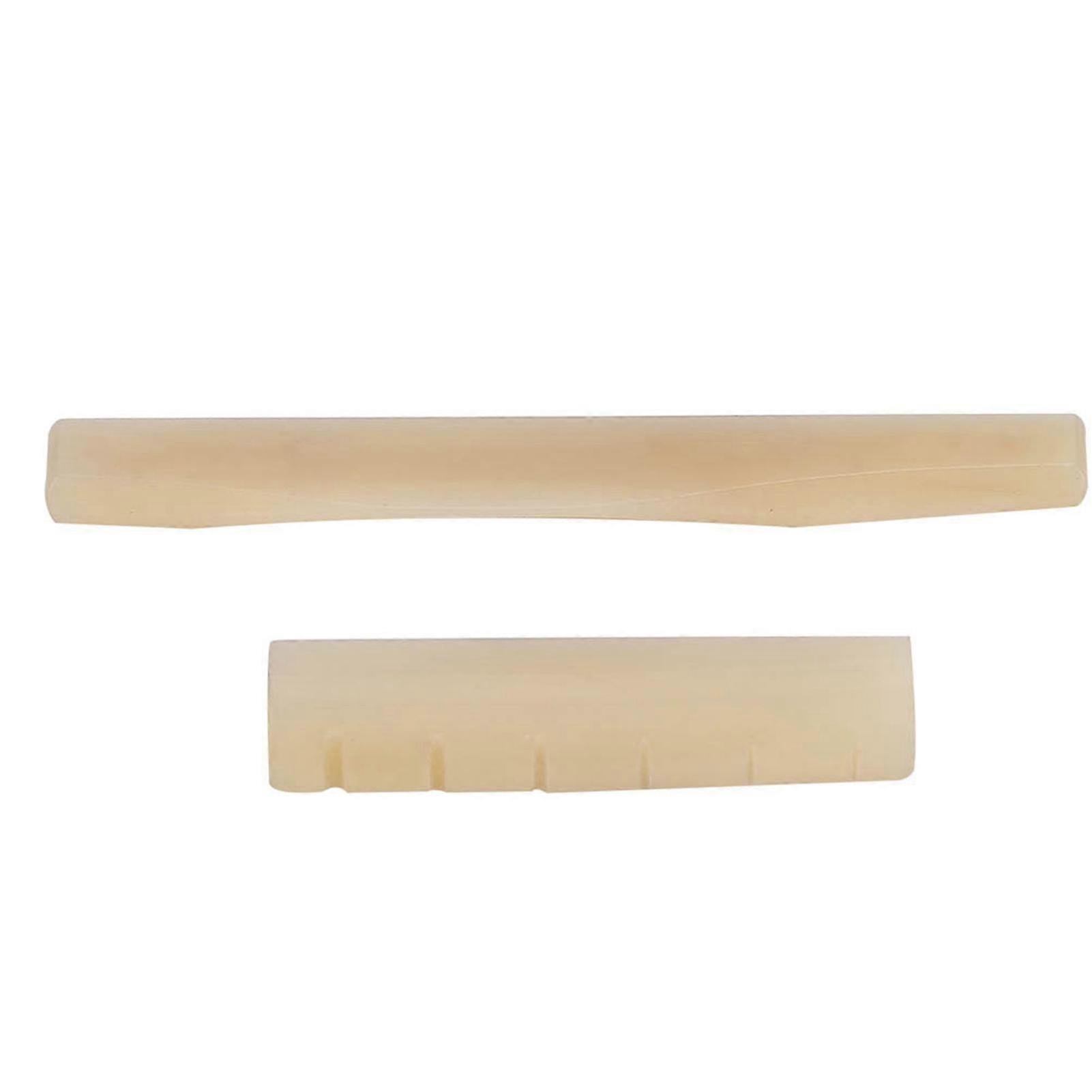 Exquisite Camel Bone Guitar Upper Nut Bottom Saddle Repair Replacement for 6 String Folk Guitars (Beige)