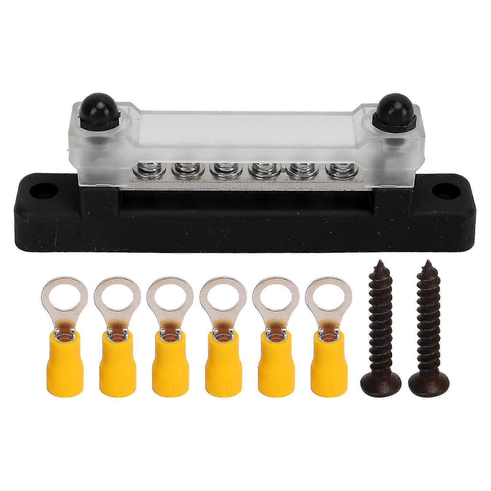 48V 150A 2 Studs Black Terminal Bus Bar with Cover for Car Boat Marine Caravan RV