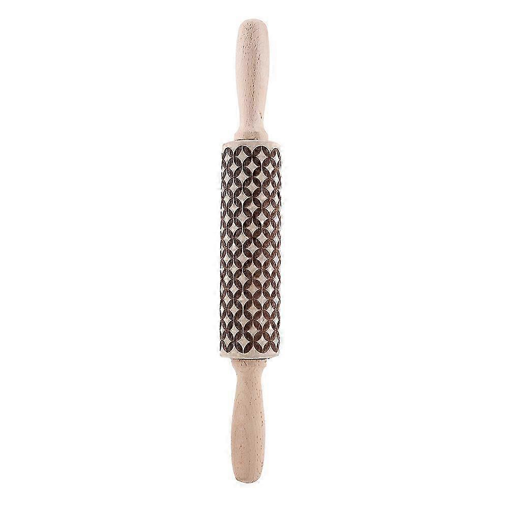 Wooden Engraved Embossing Rolling Pins with Christmas Pattern for Bakery  (Stripe)
