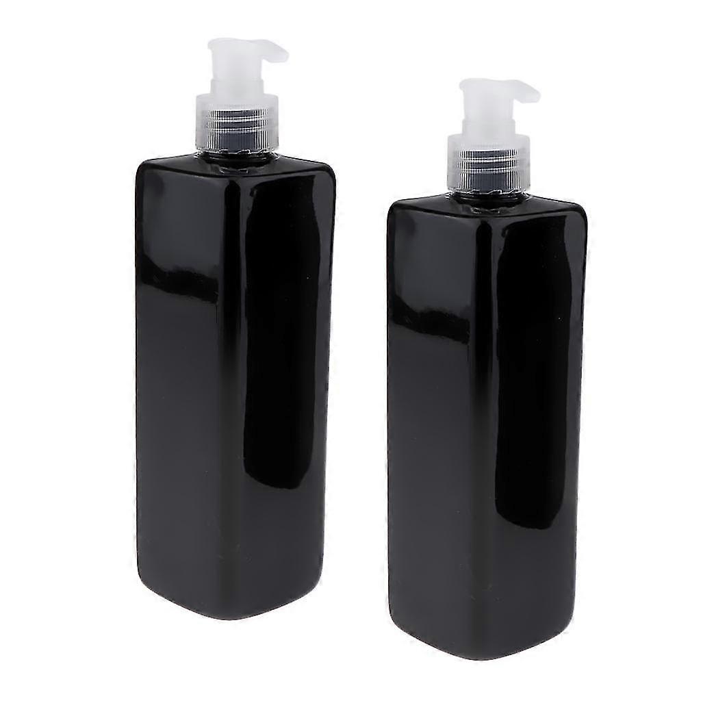 2 قطعة 500 مل زجاجات بلاستيكية كبيرة، فارغة، سوداء مع مضخات غسول، رائعة للتوزيع - مضخة سوداء، 500 مل