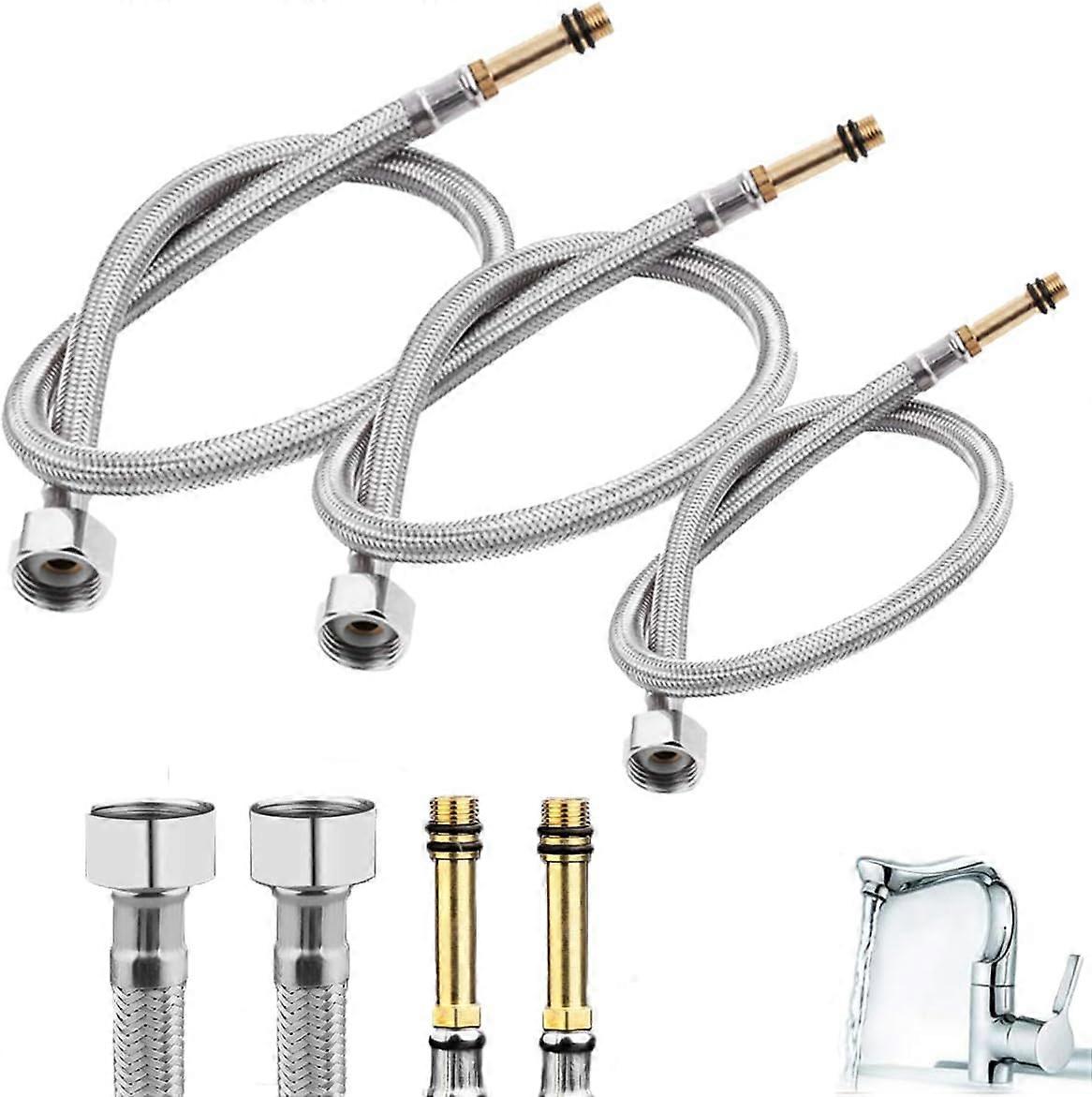 3 Pieces Connection Hose, Fitting, Faucet Extension, Shower Hose, Stainless Steel Inlet