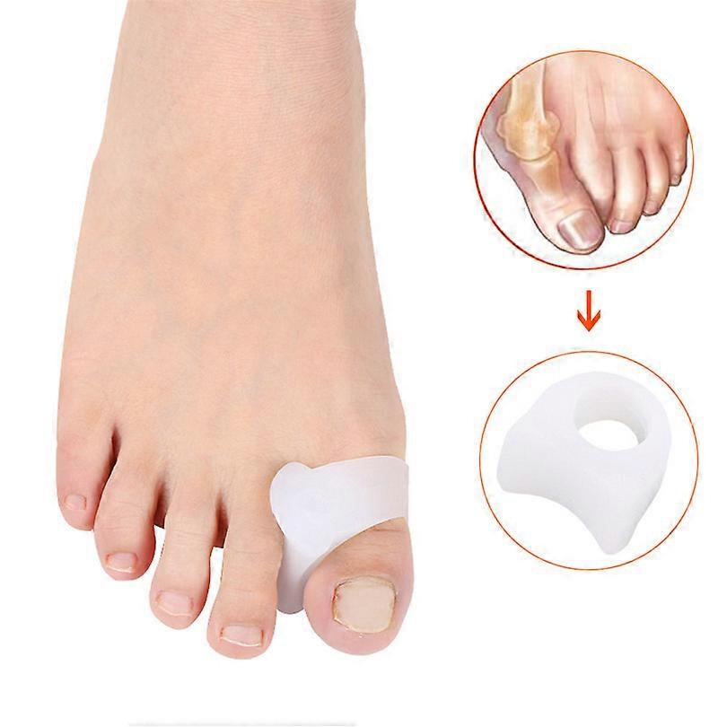 4 Pack Gel Toe Separators (White) for Overlapping Toes, Bunions, Big Toe Alignment, Braces and Spacers
