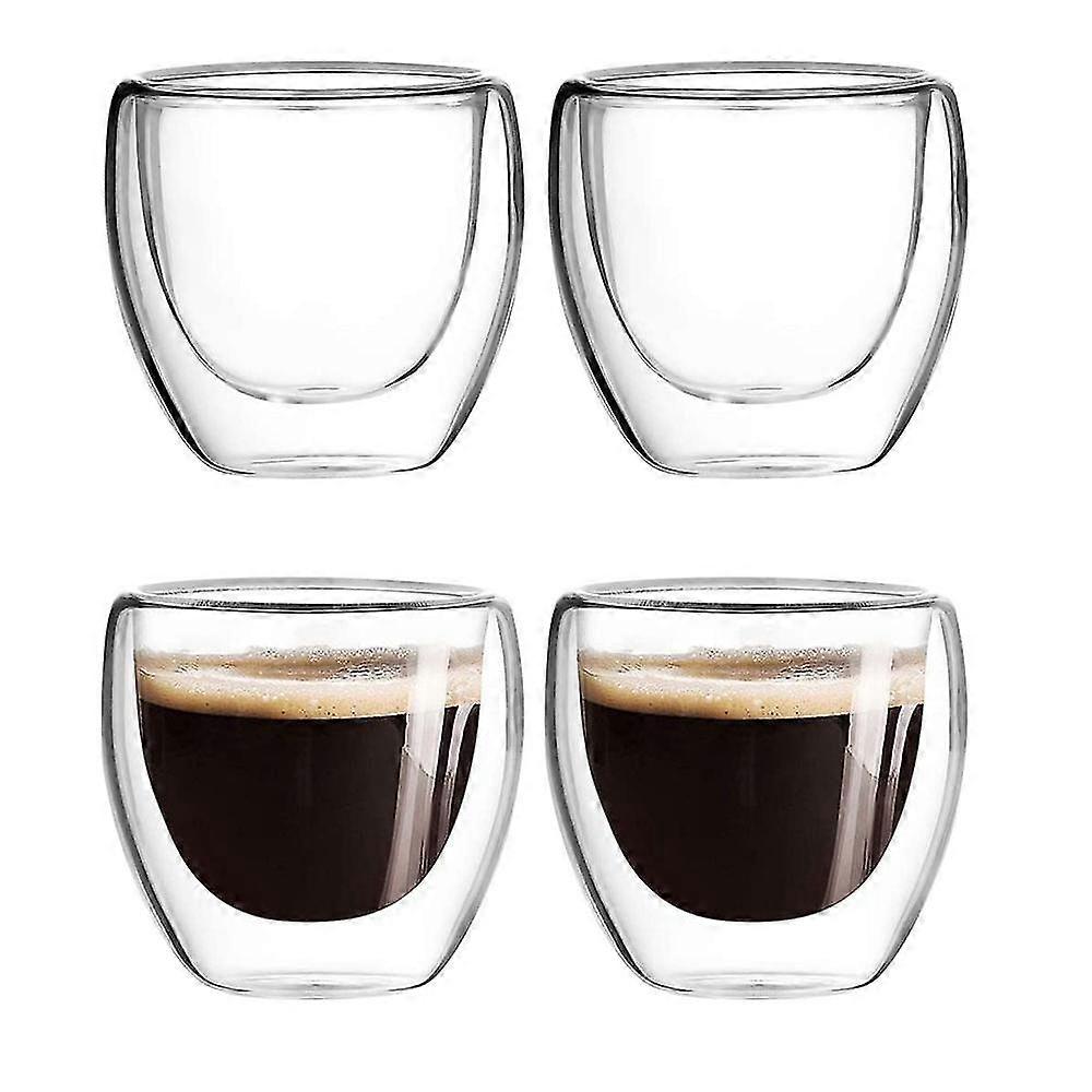 4 Pcs Double Insulated Mugs For Latte, O, Espresso