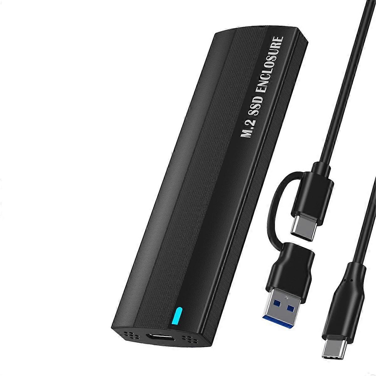 M.2 Hard Drive Enclosure NGFF Dual Protocol TypeC Mobile Hard Drive Enclosure SATA SSD Solid State to USB Black