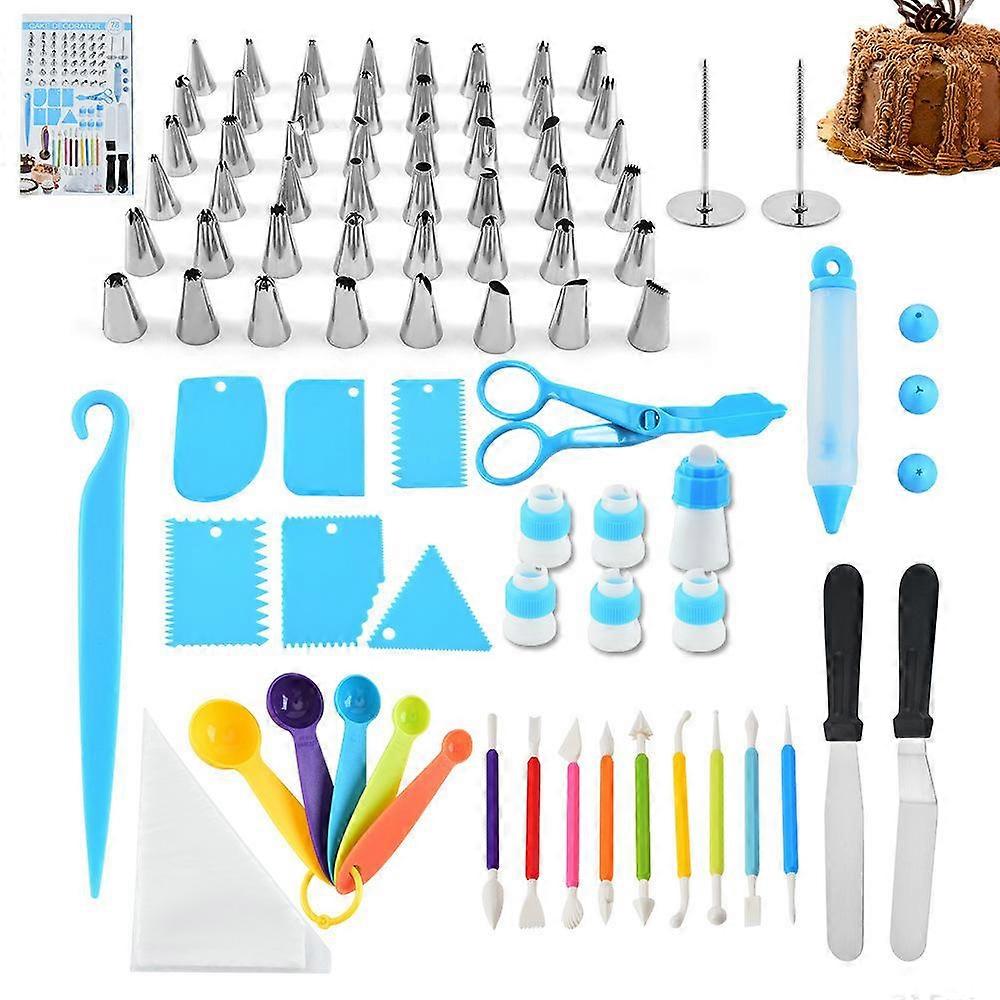 78 Pcs Cake Nozzles Tool Set Piping Bags Nozzles Measuring Spoons Scraper for Baking