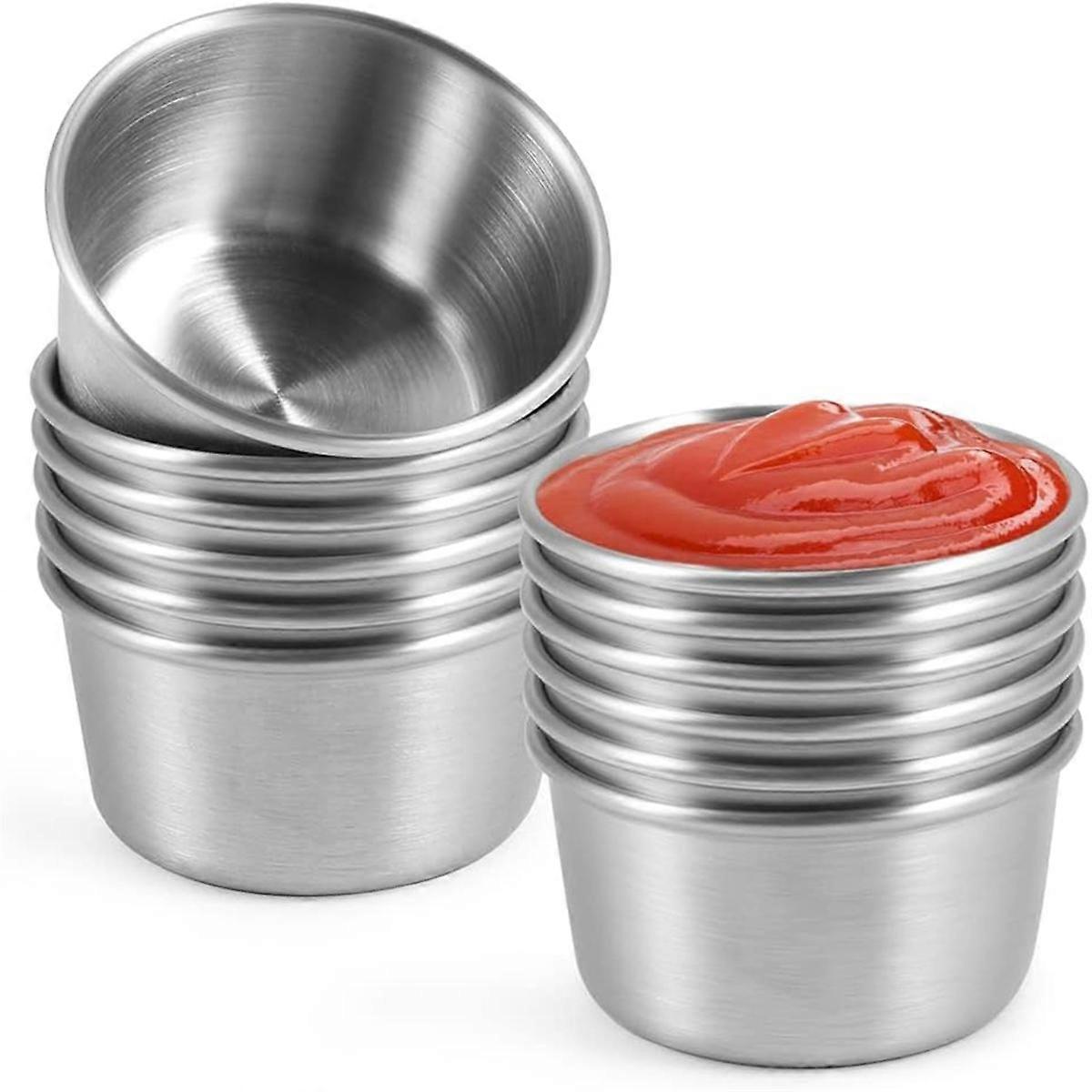 Ramekin szósz mártogatós tál Mini szószos csészék Puding fűszercsészék otthoni parti étteremhez (ezüst 12db, 70ml)