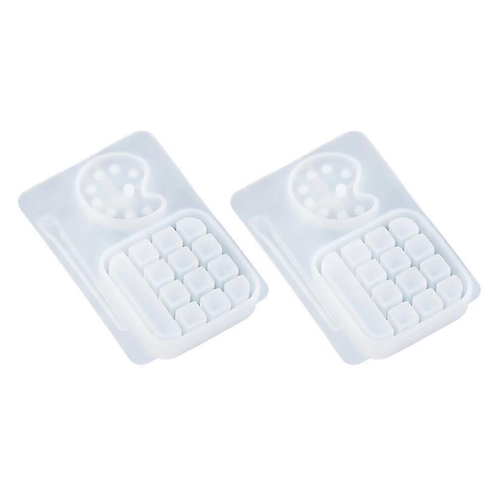 2 Stück handgemachte Farbtablett Box Harzform Kristall Epoxid Form DIY Zubehör (Weiß)