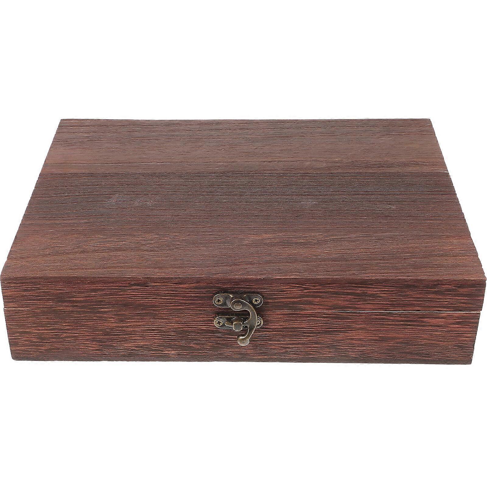1 Pc Wooden Storage Case Simple Storage Container Dust-proof with Lock (Brown)