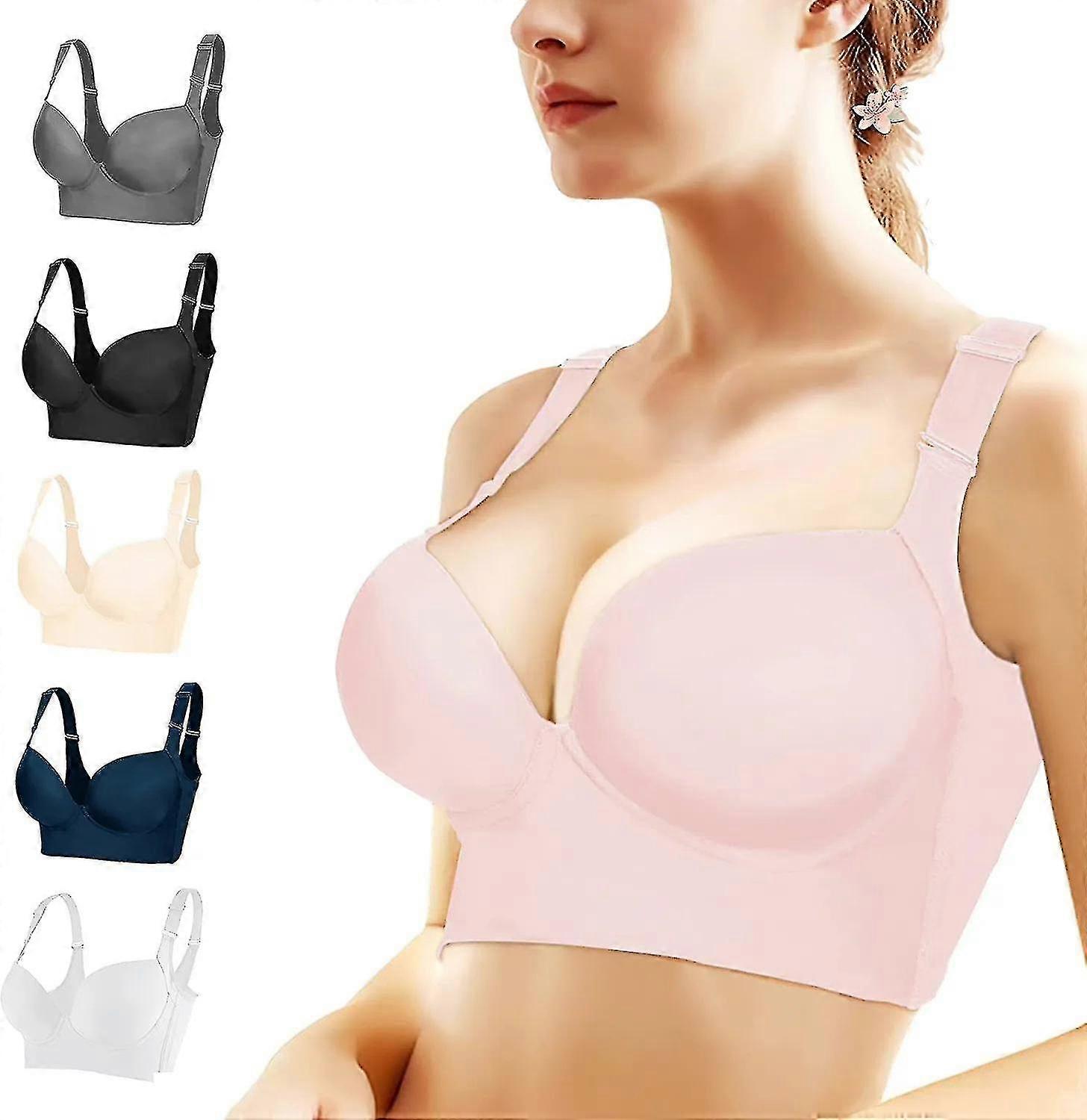 Women's Push Up Bra,full-coverage Underwire Bra,hide Back Fat Deep Cup Bra,smoothing T-shirt Bra,sculpting Uplift Bra