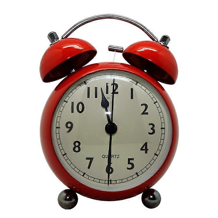 Retro metal pointer desk clock student night light creative bell alarm clock