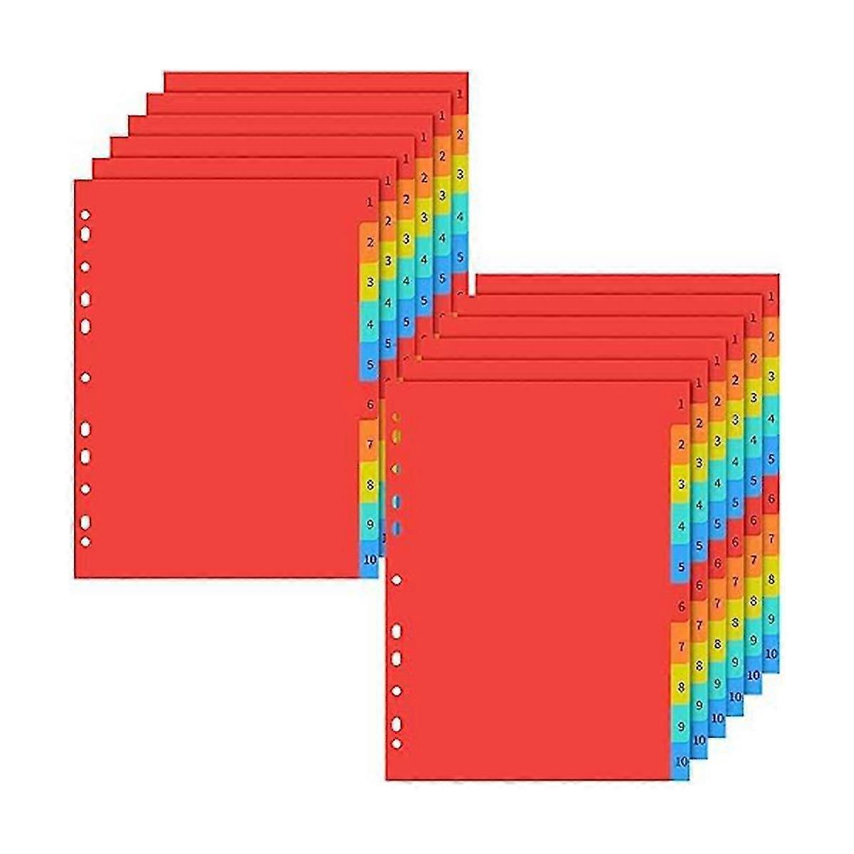 Set Of 12 Plastic For 3 Ring Binders Cute Binder Index Dividers With Multicolor Tabs For Office