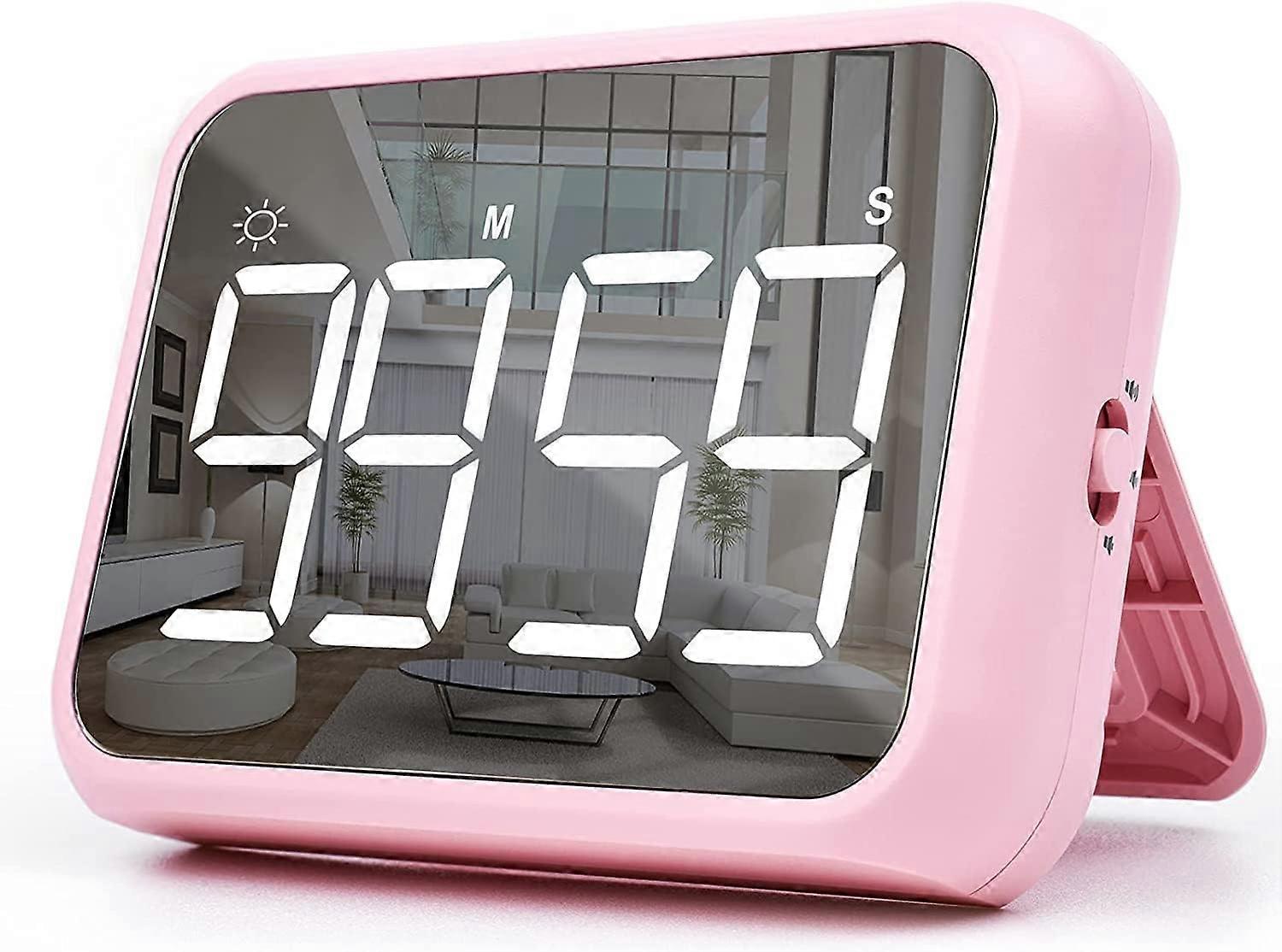 Kitchen timer (pink), 4" digital classroom timer for children, large magnetic LED countdown timer, classroom with continuing light function, quiet for