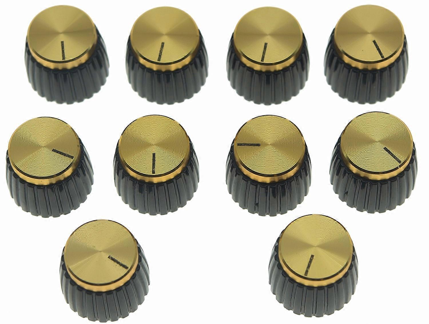 10pcs Guitar Amp Amplifier Push On Fit Knobsgold coverWith Chrome Cap Top Fits