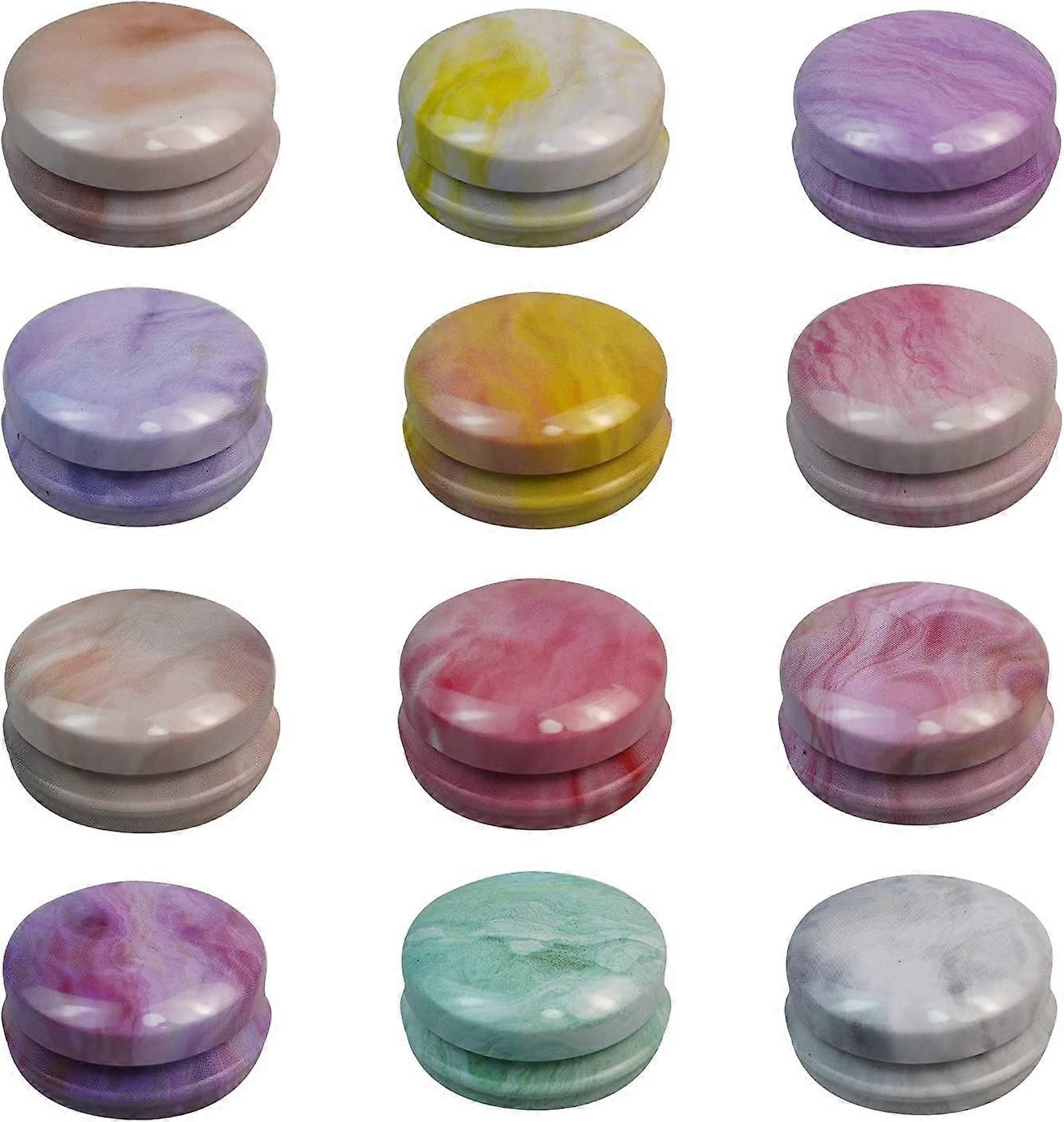 12 Pack Round Empty Tins Box Candle Jars, Mini Colorful Marble Travel Tin Cans, 20ml Refillable Container Bottle for Candle, Lip Balm, Salve, Eye Shad