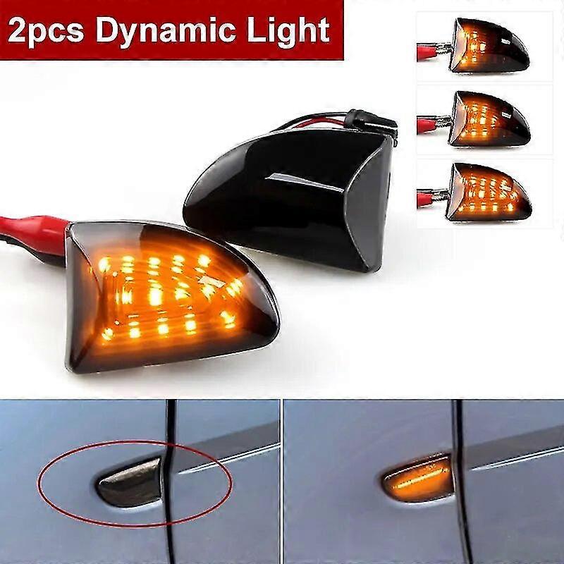 2pcs Smoked Lens Amber Led Dynamic Side Marker Light Turn Signal Lights For Smart Fortwo 451 Mk1 & Mkii 2007-2015