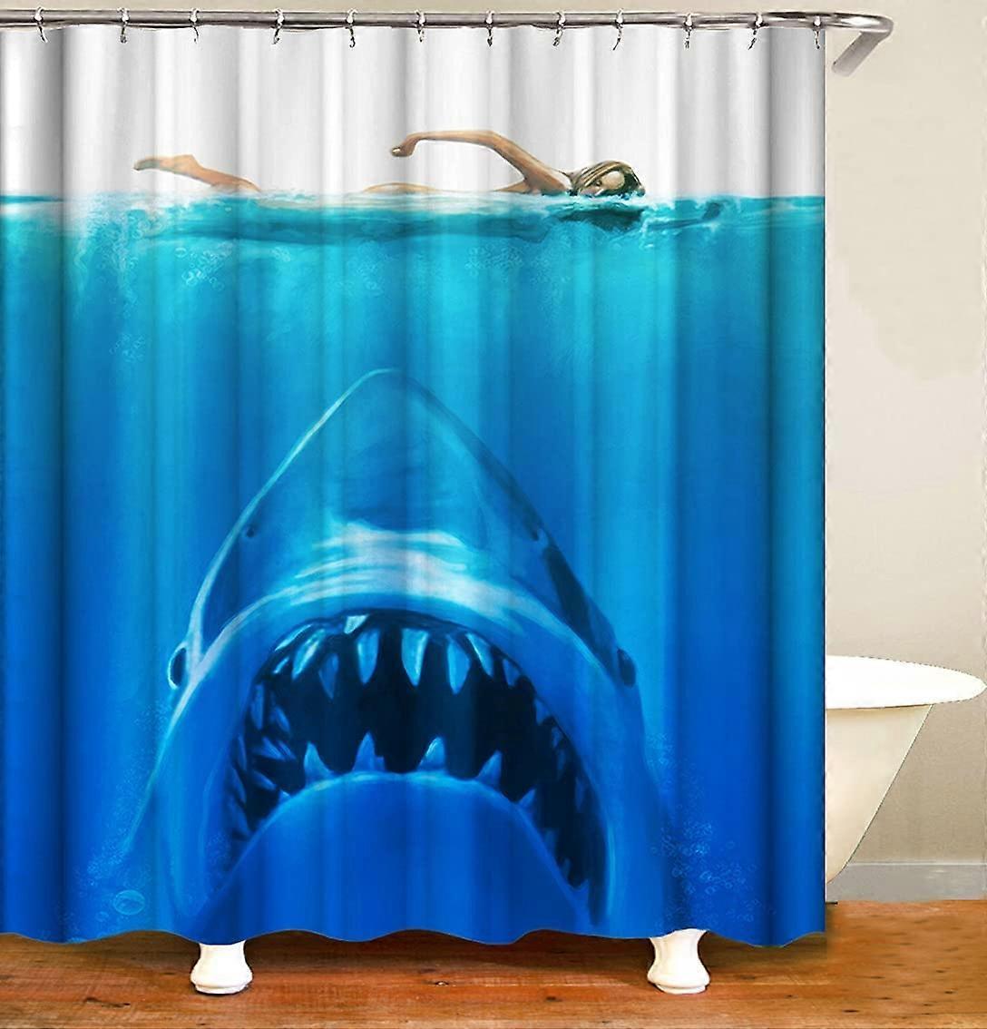 Jaws shower curtain shark