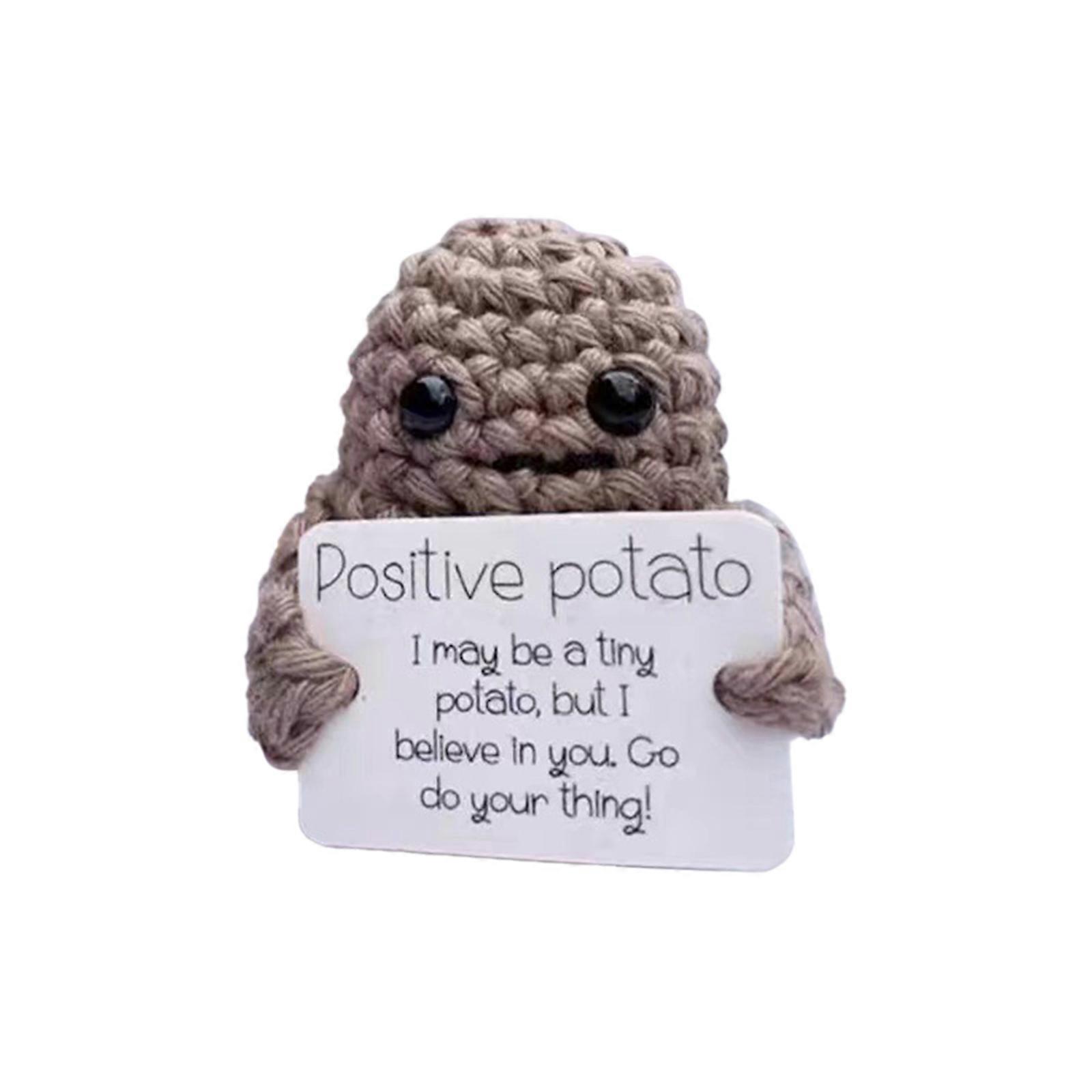 Boneca Engraçada de Batata Positiva Tricotada com Cartão Positivo Presente de Aniversário Decoração de Quarto Mesa Decoração de Casa 2023