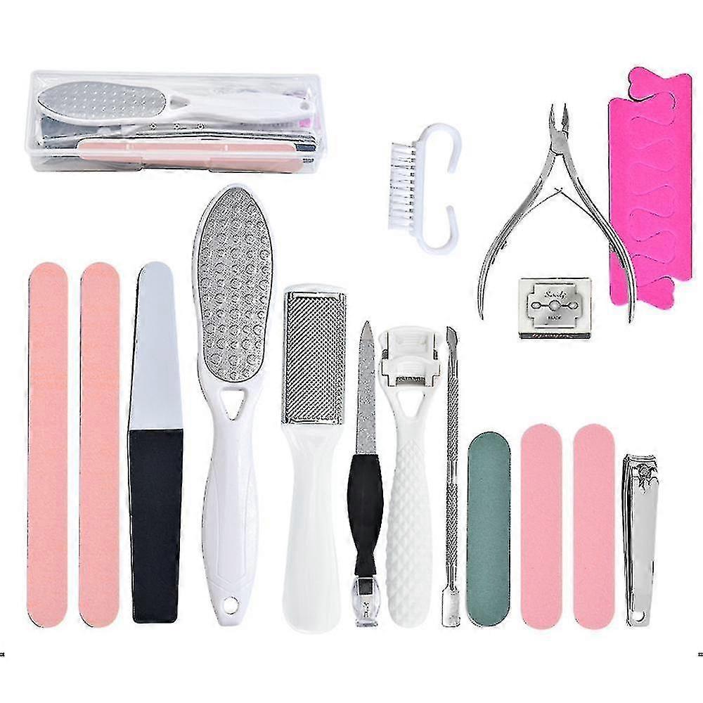 Professional Pedicure Kit Foot Files Set Tools Double Sided Files Exfoliating Washable 17 In 1 High Quality