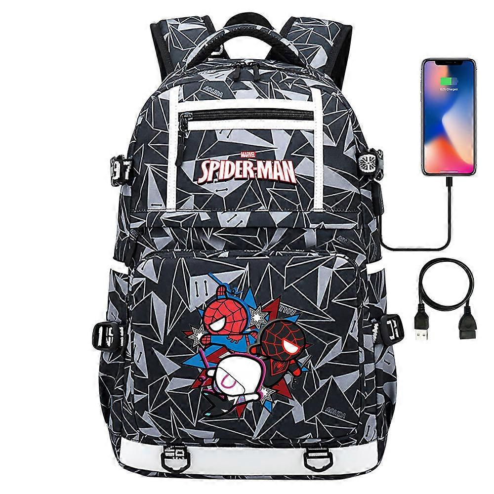 18인치 슈퍼 히어로 스파이더맨 USB 노트북 백팩 - 남녀 공용 청소년 및 학생용 백팩 - 대용량 여행 가방, 고품질