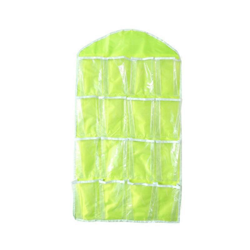 Hanging Storage Bag High Capacity Dust-proof Transparent Visible 16 Grid Multi-role Socks Bra Underwear Organizer for Bedroom JIKAIX