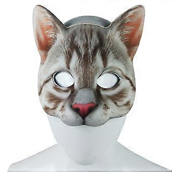 Máscara De Gato De Media Cara Kabuki – Suministro Para Fiestas De Halloween Y Cosplay, Decorativa Y Ligera, Tamaño 18.5x16.5x6 Cm, Color Negro
