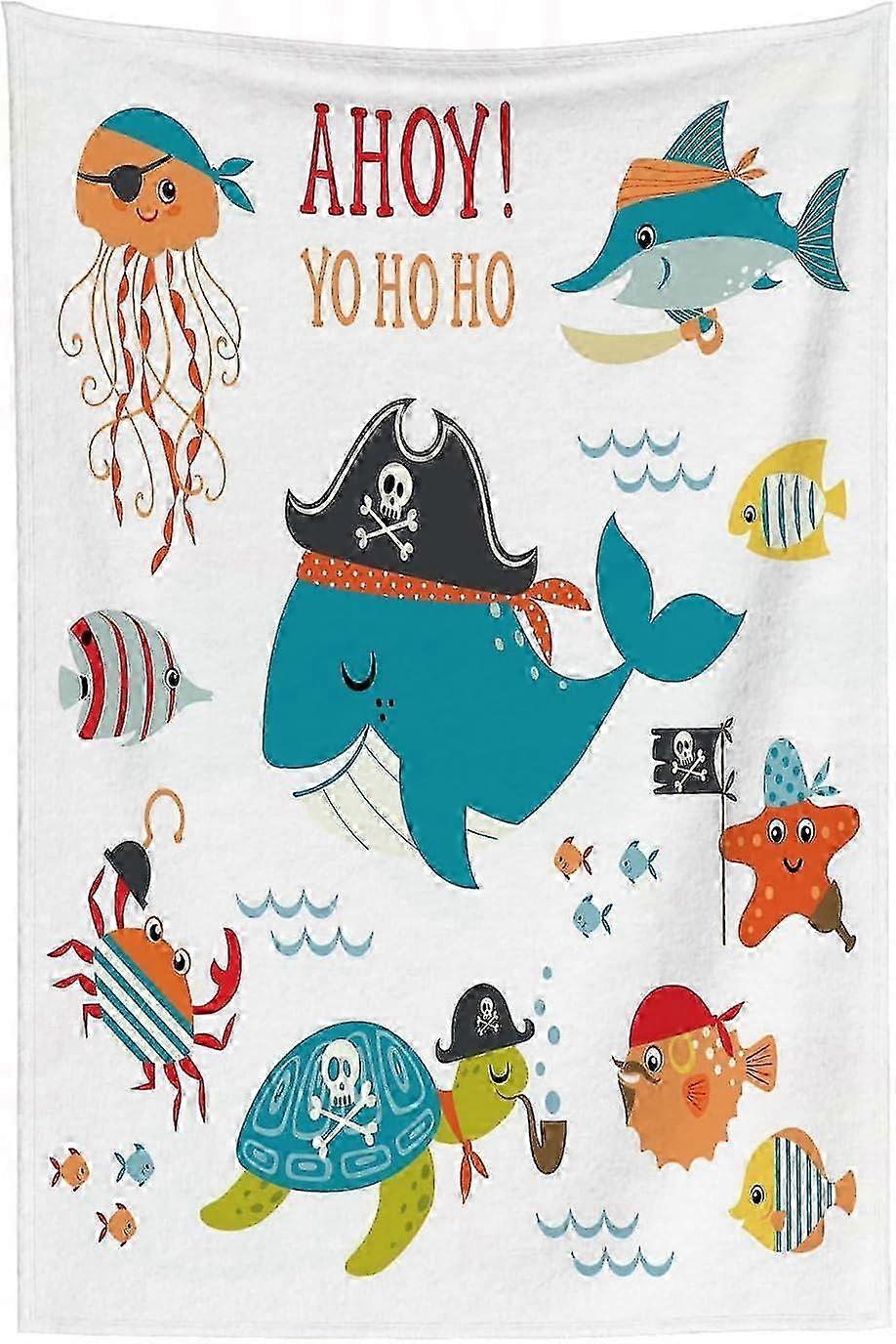 t447 Cobertor Cobertor sofá Conjunto de elementos de design de pirata submarino bonito. cobertores de flanela, mantas para sofá cobertor fofo cama lance f ser cobertor bn447