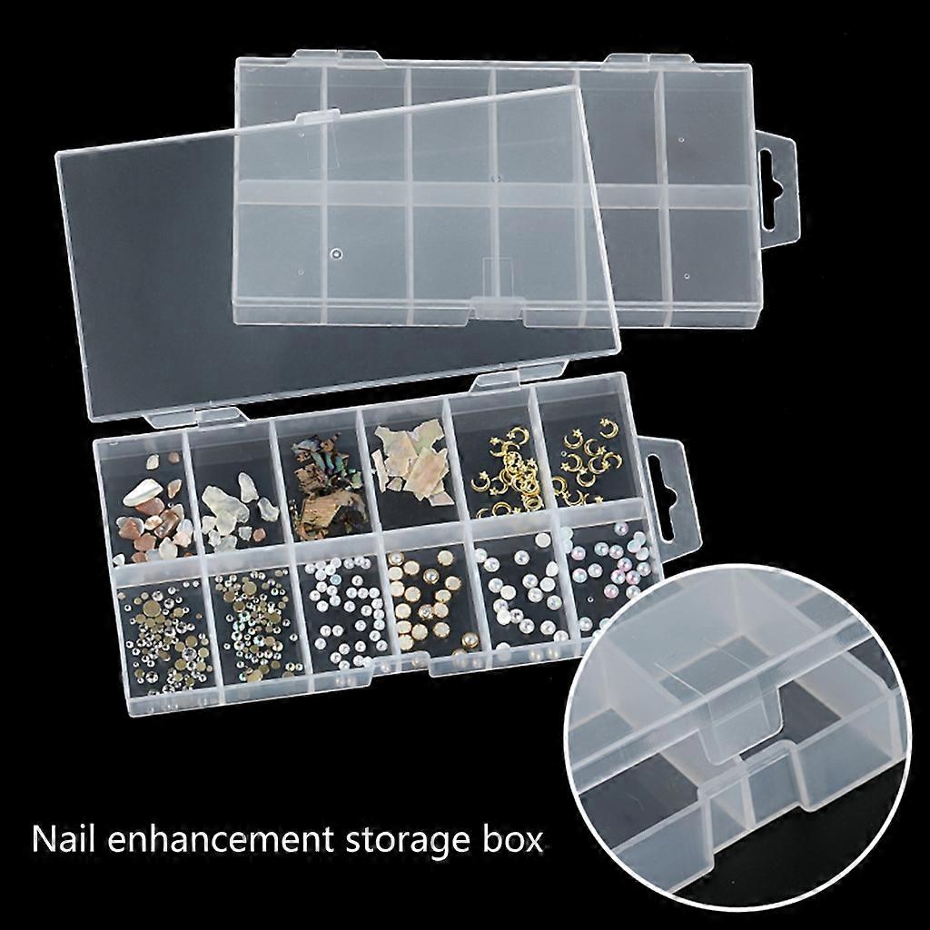 Transparent False Nail Art Tips Storage Box Nail for Rhinestone Glitter Storage