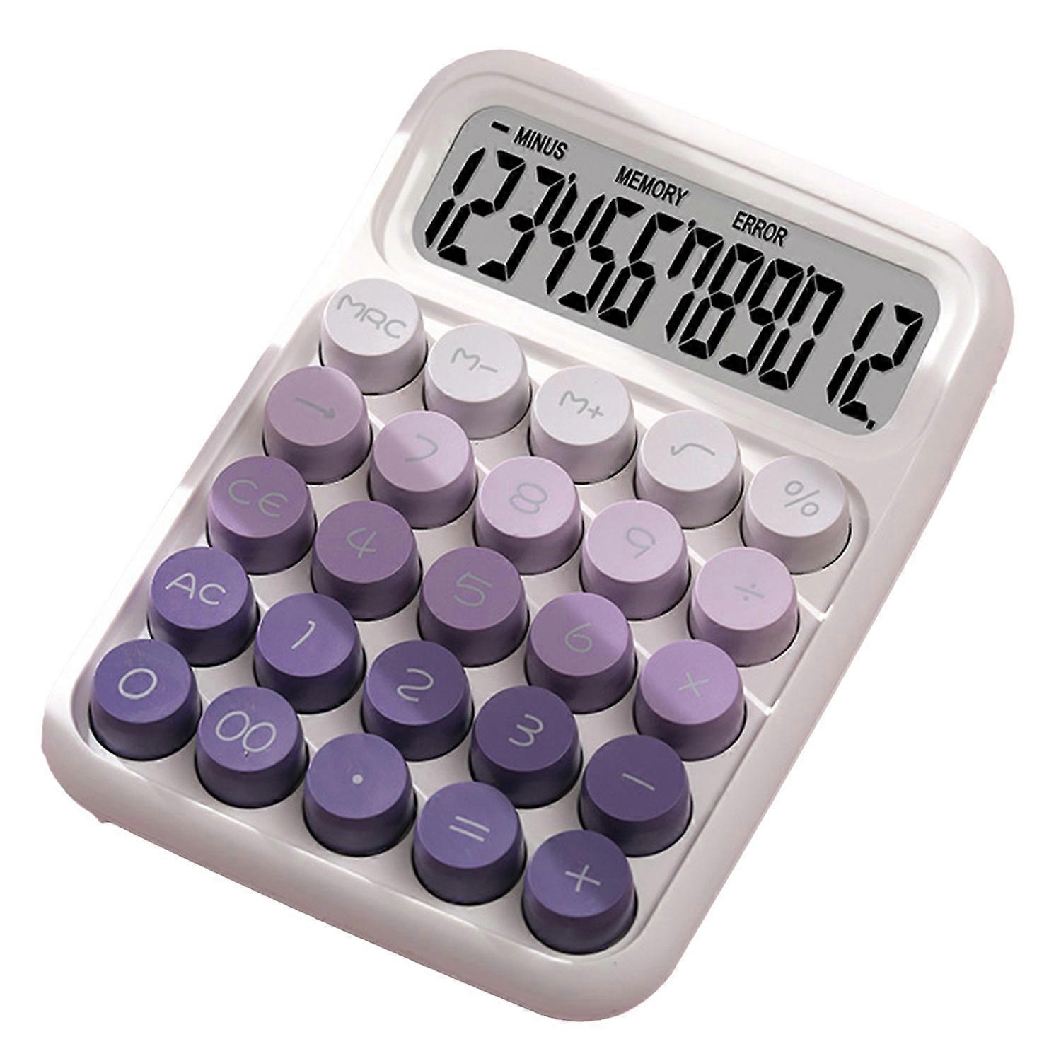 Mechanical Pushbutton Calculator with Large LCD Display Anti-Slip Design Colorful 12-Digit Reliable