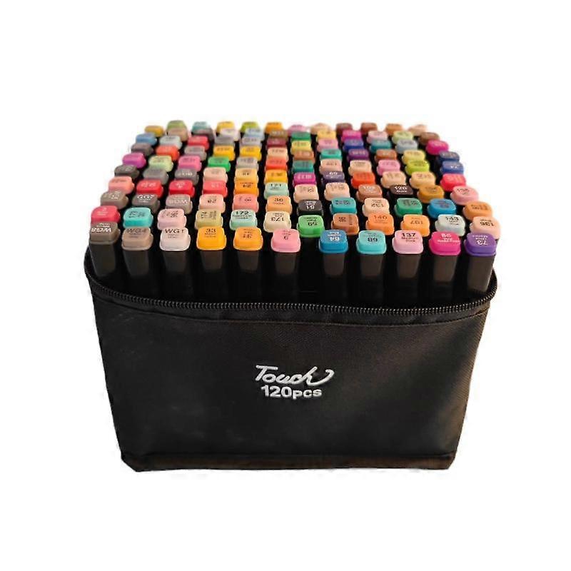 Elosung Professional Dual Tip Marker Set 120 Colors With Coded Caps For Easy Identification Art Pens & Markers
