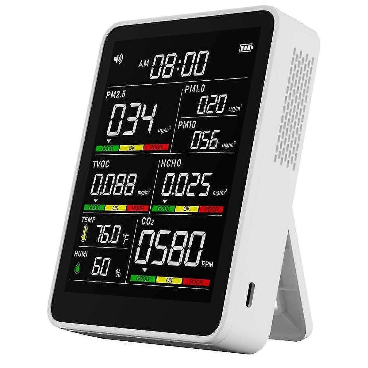 Testeur de qualité de l’air multifonctionnel pour Pm2.5 / PM10 / CO2, formaldéhyde avec humidité, température, tvo