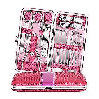 Boeyaa 18pcs Manucure Set Pedicure Nail Clippers Set Kit d’hygiène de voyage ROSE