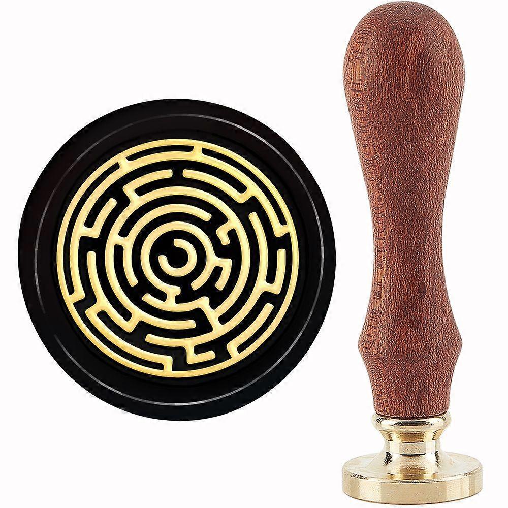 1Set Brass Wax Seal Stamp with Handle for DIY Scrapbooking Labyrinth Pattern 89x30mm