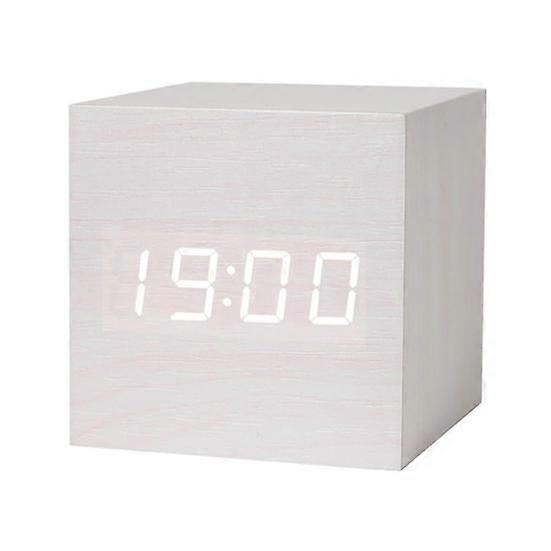 Digital Alarm Clock 12/24H Format Adjustable Brightness Voice Control Power Saving Mode Temperature Date Display Battery Powered Clock