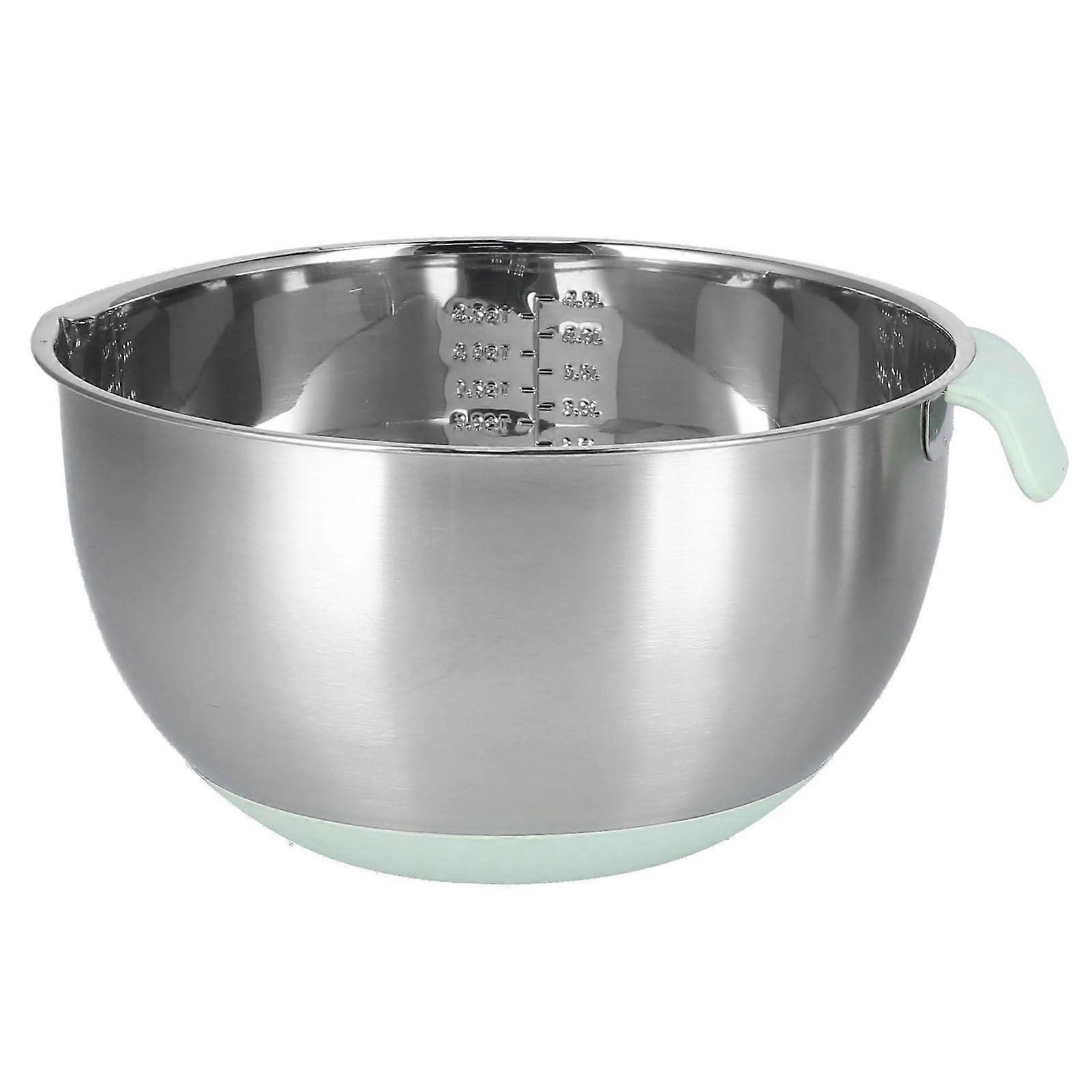 Stainless Steel Egg Whisking Bowl with Handle Anti Splashing Green Egg Mixing Bowl for Kitchen Bakery24cm