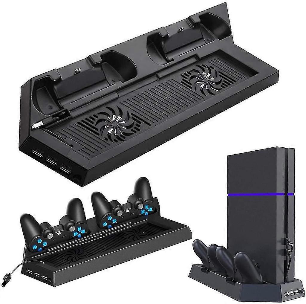 Fan Cooler, Vertical Stand For Ps4, Fan With 3 Usb Hub Chargers