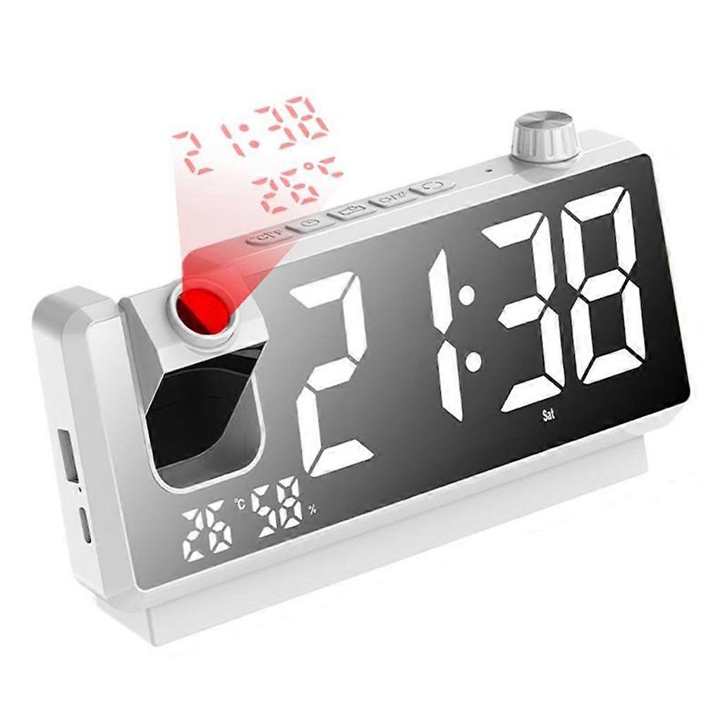Projection Alarm Clock HD LED Display Smart Projection Clocks for Bedroom 180 Degree Rotatable Digi